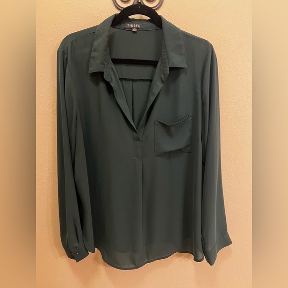 Timing Tops - Timing Dark Green Women's Blouse